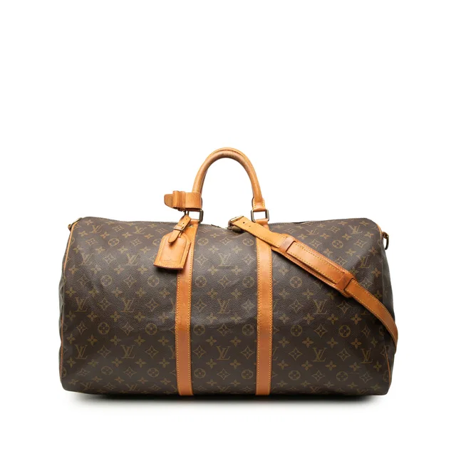 Brown Louis Vuitton Monogram Keepall Bandouliere 55 Travel Bag in Brown Coated canvas from Designer Revival