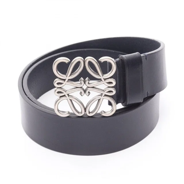 Loewe Belt Chunky Anagram Dark Navy Leather in Navy Leather from The Reluxe
