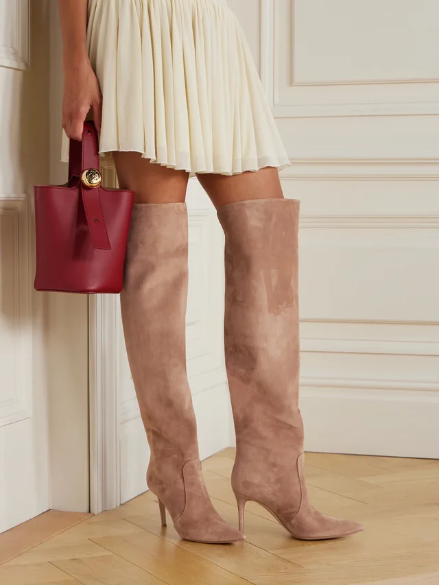 GIANVITO ROSSI Hansen 85 suede over-the-knee boots in Beige, photo 2 of 2 from NET-A-PORTER (Canada)