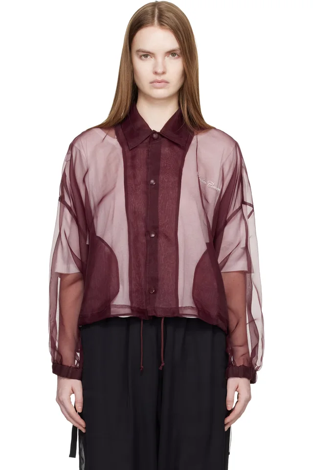 UNDERCOVER Burgundy UC1E8201 Coach Shirt, image 1 of 1 from SSENSE