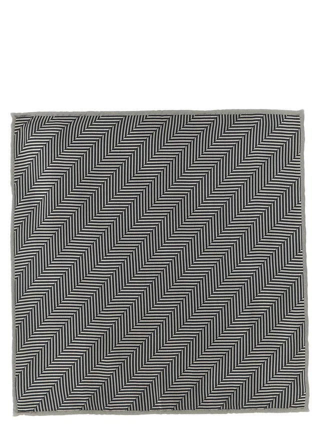 Brunello Cucinelli Chevron Silk Pocket Square — Black Pure Accessory in Black Silk from HEWI