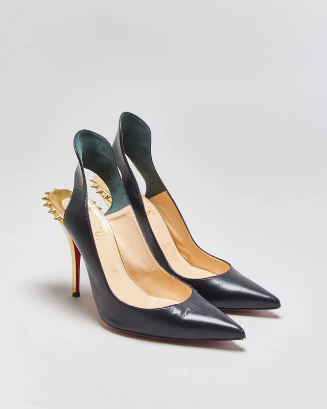 Christian Louboutin Survivita Spiked Leather Slingback 10 Pumps - UK8 in Leather from Rokit Vintage