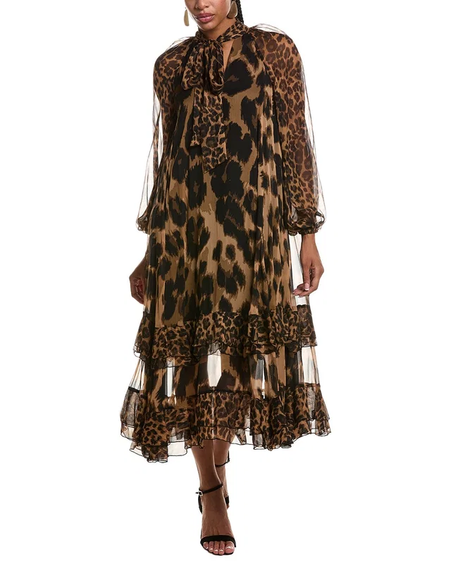 Diane von Furstenberg Nadine Silk Chiffon Midi Dress in White, image 1 of 1 from Rue La La