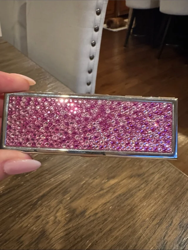 Judith Leiber Pink Crystal Rectangular Minaudire in silver|gray|pink from Poshmark