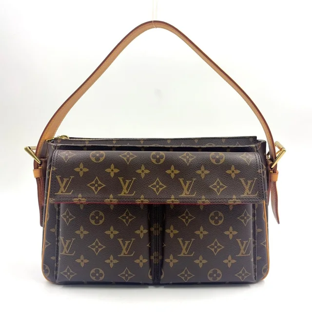 Louis Vuitton Vivacite GM Monogram Leather Brown Shoulder Bag Gold in Brown Leather from The Reluxe