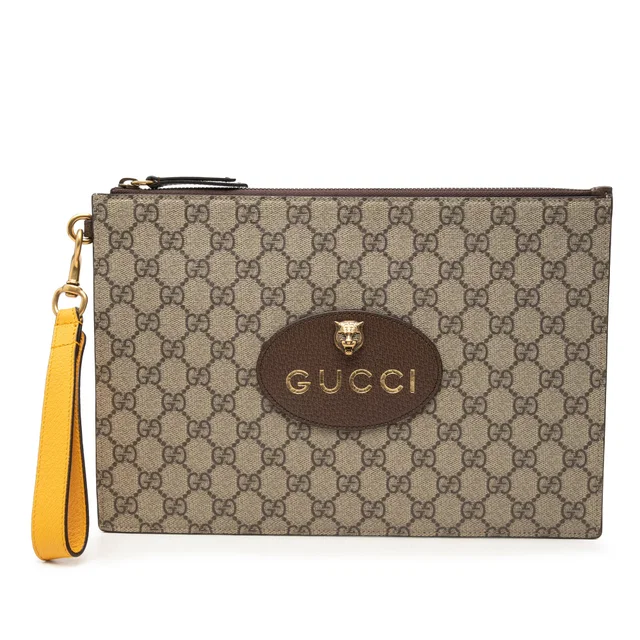 Gucci GG Supreme Neo Vintage Clutch in Beige Coated canvas from Designer Revival