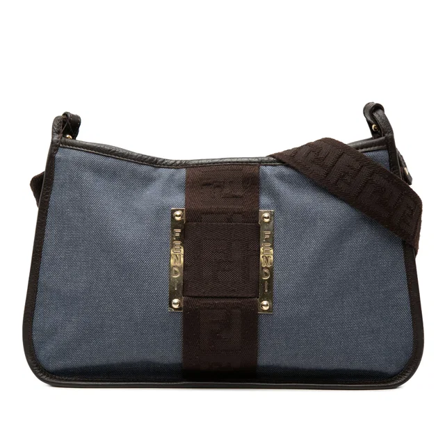 Blue Fendi Denim Pochette Crossbody in Blue Denim from Designer Revival