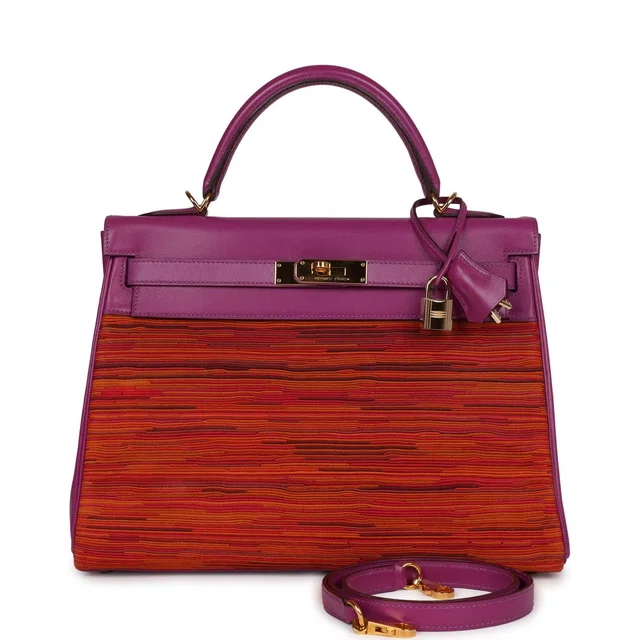 Hermès Vintage Kelly Retourne 32 Vibrato Cyclamen Box Gold Hardware in Box leather from Madison Avenue Couture