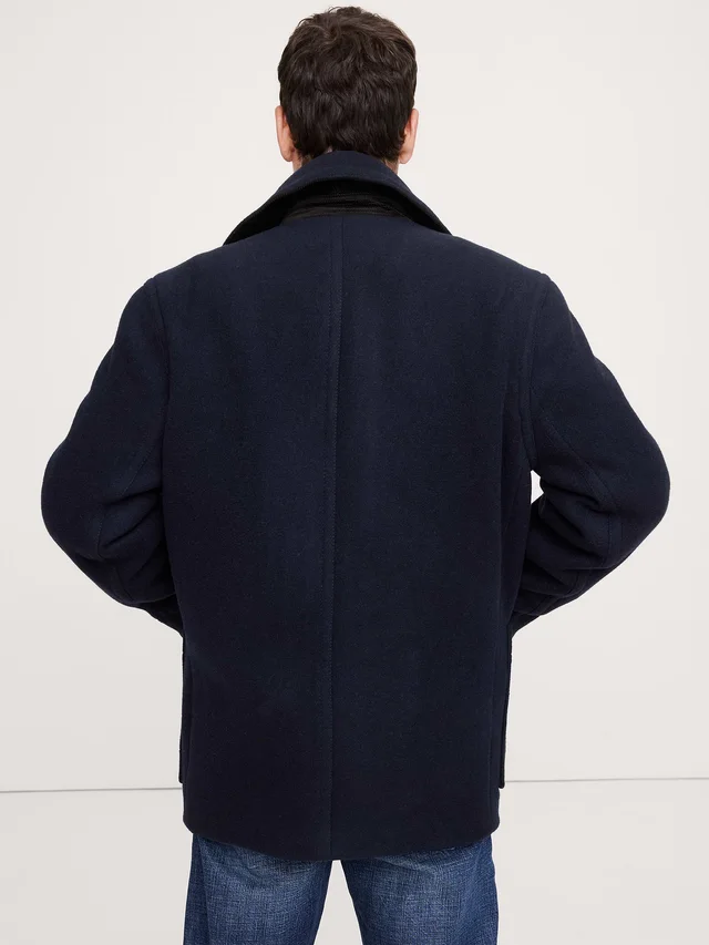 Banana Republic Italian Melton Peacoat in Dark Navy Blue, photo 2 of 8 from Banana Republic (Canada)