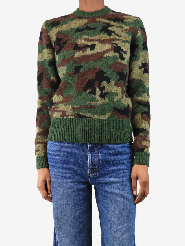 Miu Miu Green camouflage wool jumper - size UK 14 in Green Wool from Sign of the Times