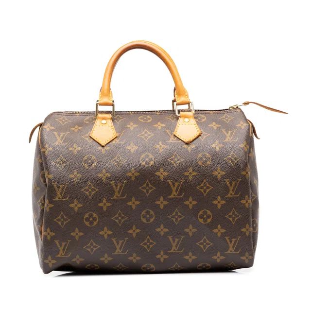 Brown Louis Vuitton Monogram Speedy 30 Boston Bag in Brown Coated canvas from Designer Revival