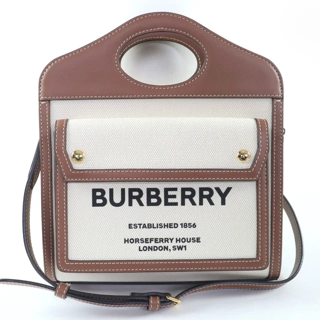 Burberry Pocket Cotton Canvas Leather 2way Shoulder Bag in Canvas from LuxUness