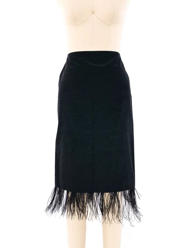 2006 Alexander McQueen Ostrich Feather Trimmed Skirt in Ostrich from Arcade Vintage