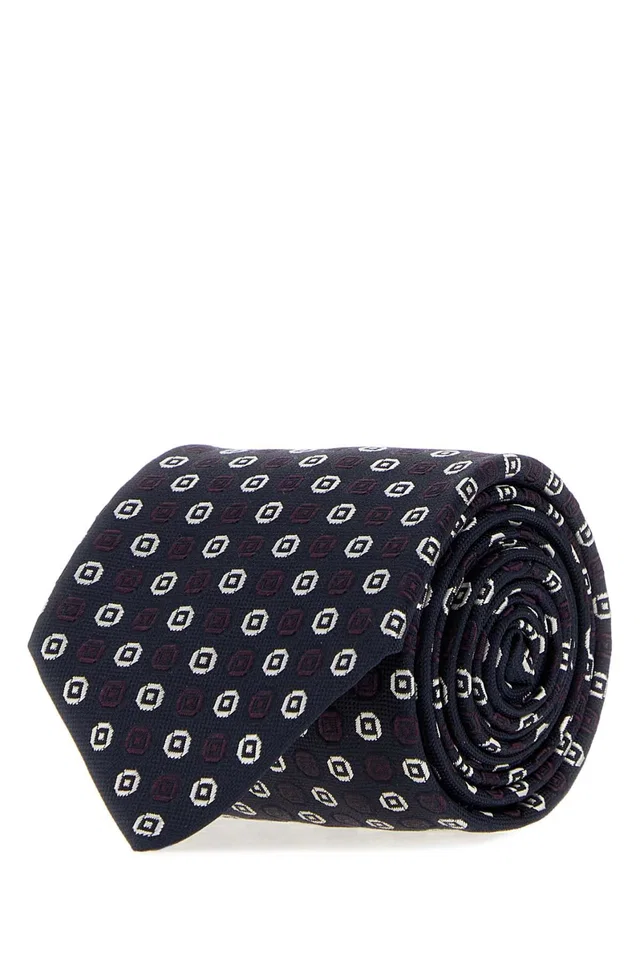 Saint Laurent Carreaux Necktie — Navy Exterior: Silk Lining: Neckties in Navy Silk from HEWI