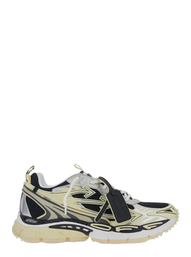 'Ow Be Right' Grey Low Sneakers with Zip-Tie in Mesh and Leather for Men in Beige, image 1 of 1 from Gaudenzi Boutique