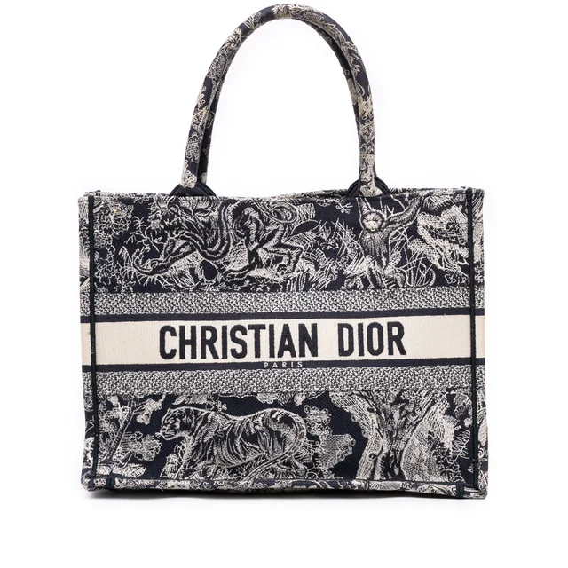 Blue Dior Medium Canvas Embroidered Reverse Dioriviera Toile De Jouy Book Tote in Blue Canvas from Designer Revival