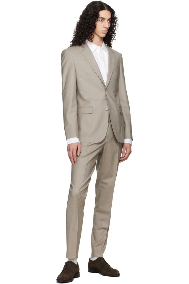 BOSS Taupe Two-Piece Slim-Fit Stretch Wool Suit, photo 5 of 5 from SSENSE