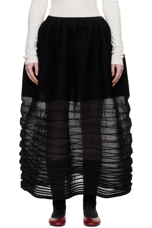 Black December Moving Knit Midi Skirt, image 1 of 1 from SSENSE