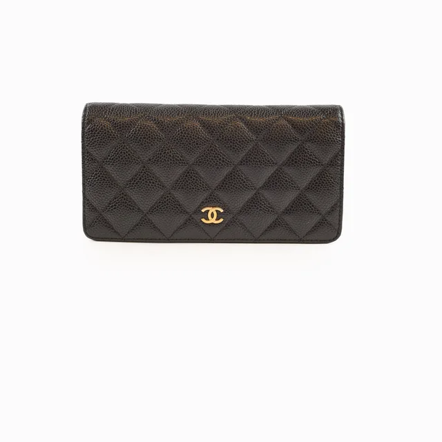 Chanel Long Wallet Black Caviar in Black Caviar leather from The Purse Affair