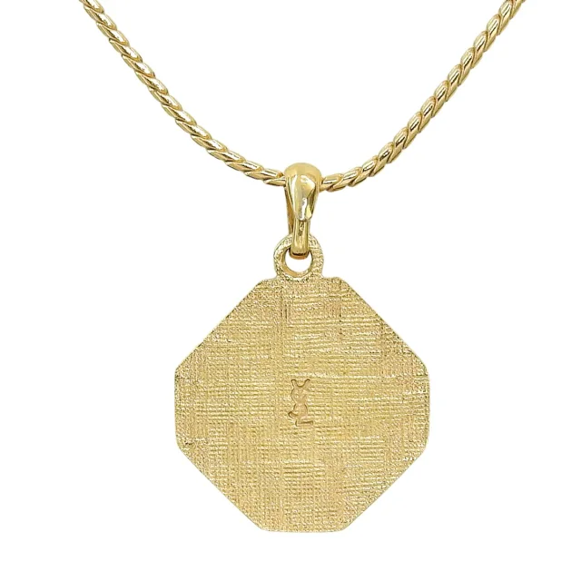 Saint Laurent Octagon Motif Logo Necklace Gold in Gold from VINTAGE QOO TOKYO, photo 2 of 6