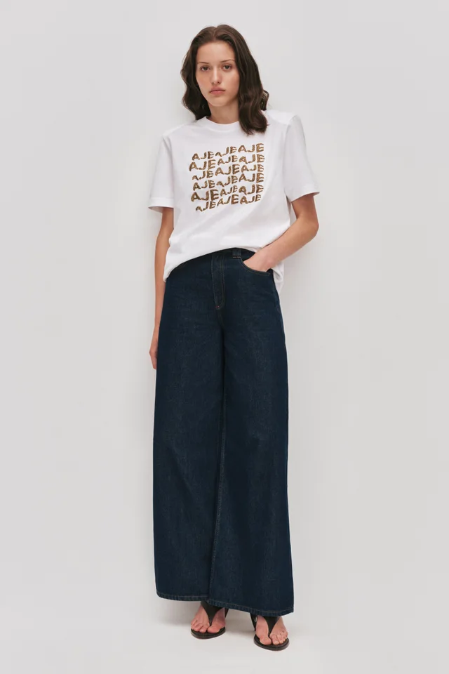 AJE Alive Embellished Logo Tee in White from Aje, photo 1 of 1