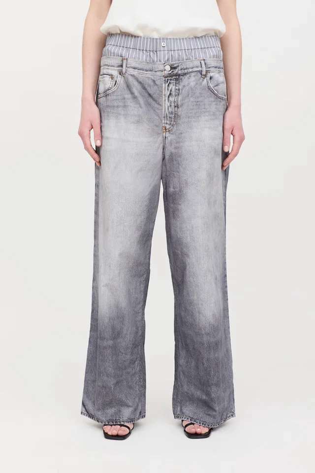 Acne Studios Layered Poplin Trompe L'oeil Trouser in Denim from VSP Consignment