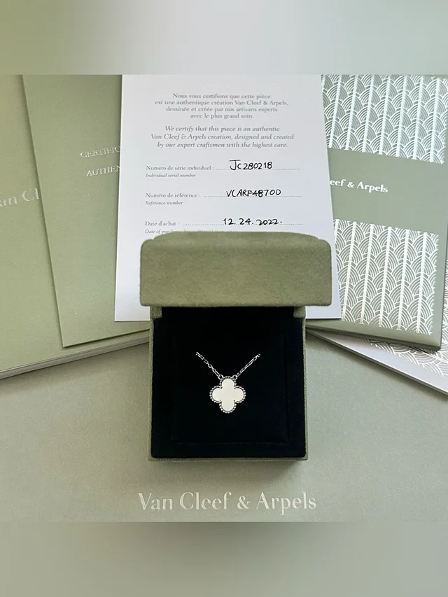 Van Cleef & Arpels Vintage Alhambra Necklace 18k White Gold Mother Of Pearl Mop in gray|silver|white from Poshmark