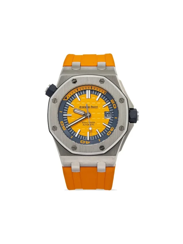 Audemars Piguet pre-owned Royal Oak Offshore Diver 42mm - men - stainless steel/Rubber/glass - One Size - Orange in orange from Farfetch