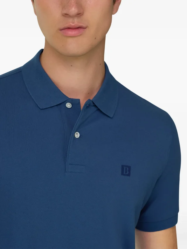 Boggi Milano pique button polo shirt in Blue, photo 5 of 5 from FARFETCH