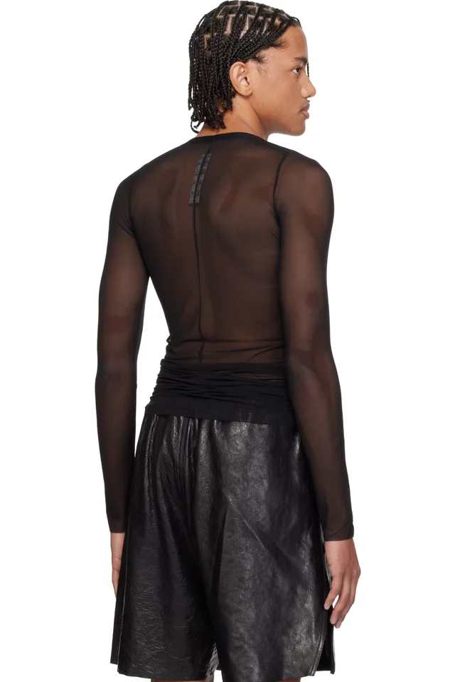 Rick Owens Black Temple Rib LS T-shirt, photo 3 of 4 from SSENSE