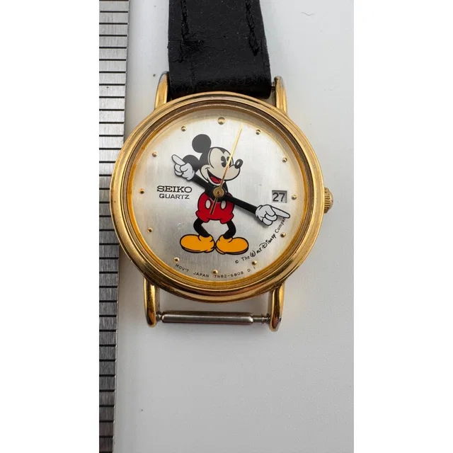 Seiko Vintage Quartz Mickey Mouse Watch Date Gold Tone Disney in brown|gold|neutral from Poshmark