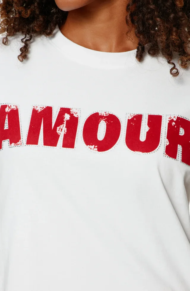 Sanctuary Timeless Amour Embeliished Organic Cotton T-Shirt in White, photo 4 of 5 from Nordstrom Rack