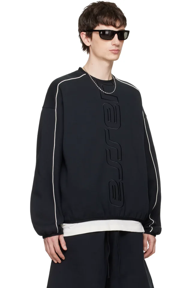 Fear of God ESSENTIALS Black Active Trace Modern Crewneck Sweatshirt, photo 2 of 4 from SSENSE