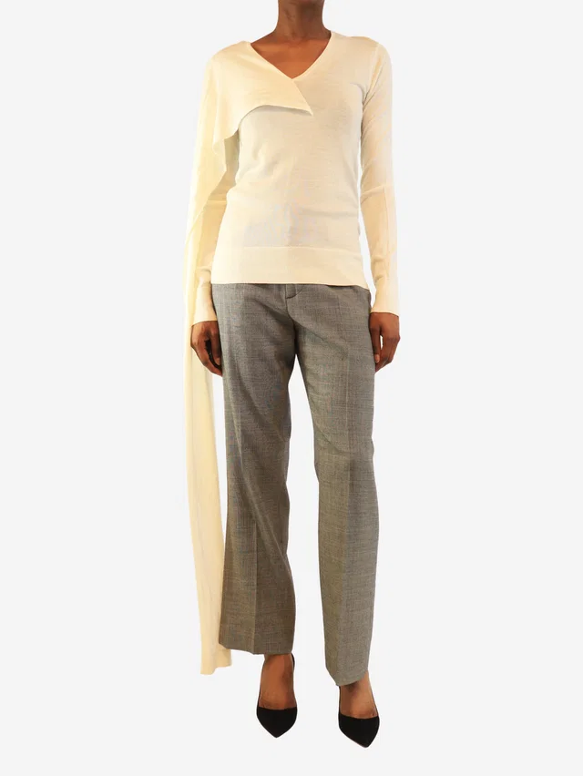 TOTEME Cream draped-scarf knit top - size XS in White Silk from Sign of the Times
