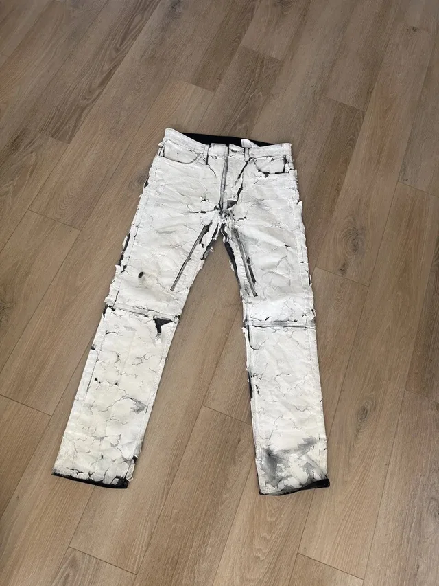 Givenchy Cracked Paint Jeans, Men's (Size 32) in white from Grailed