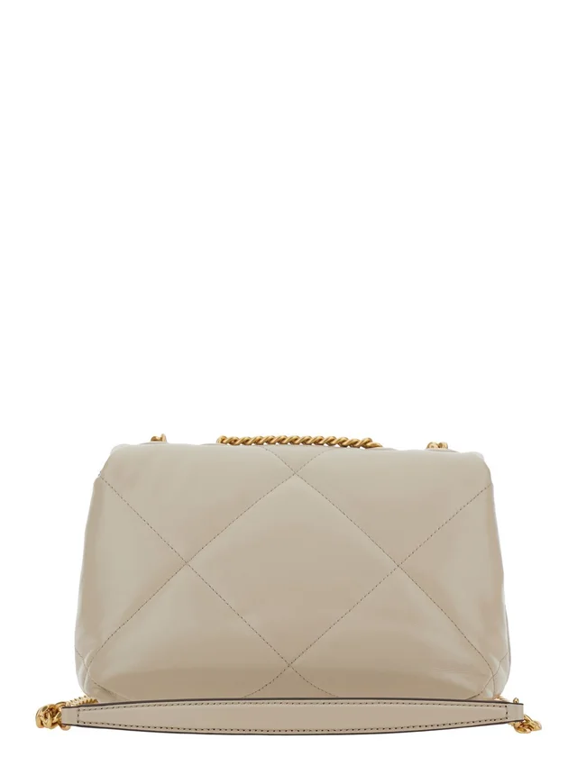 Tory burch 'Kira Diamond' Beige Shoulder Bag with Double T Logo in Quilted Leather for Women in Beige 100% Cow, photo 6 of 9 from Gaudenzi Boutique