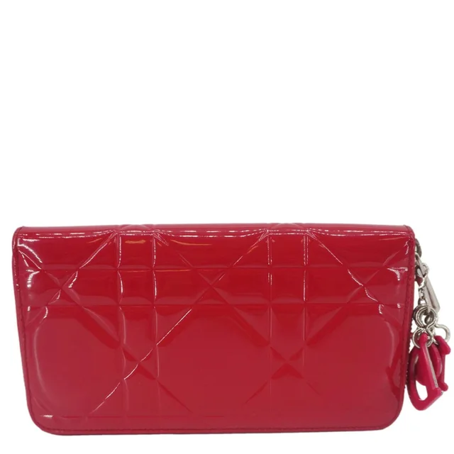 Lady Dior Patent Leather Zippy Wallet Red in Red Patent leather from Dallas Designer Handbags