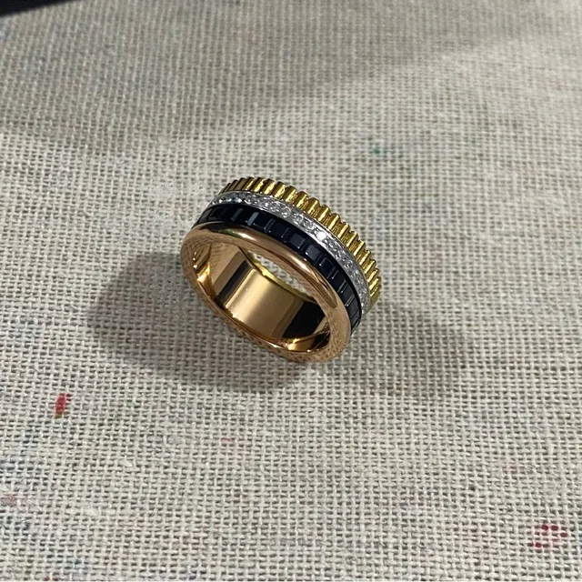 Boucheron Gold-Tone Multi-Texture Ring With Black Inlay in gold|black from Poshmark