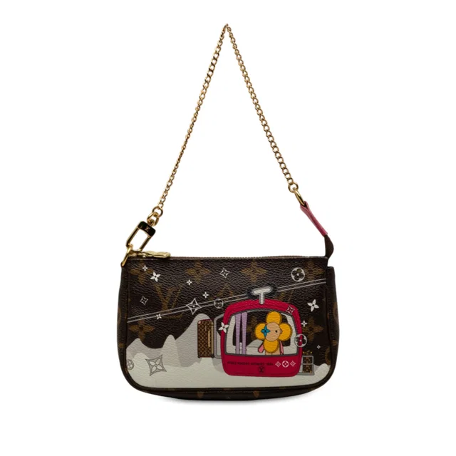 Brown Louis Vuitton Monogram Christmas Animation Mini Courchevel Pochette Accessories Handbag in Brown Coated canvas from Designer Revival, photo 1 of 1