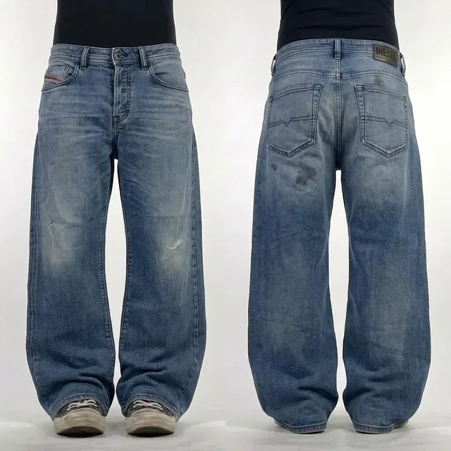 Diesel Vintage Y2K Baggy Straight Leg Cyber Euro Jeans in blue from Grailed