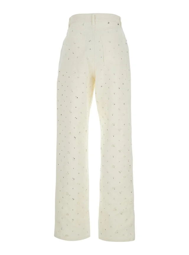 Golden goose White Jeans with Belt Loops and All-Over Crystal Decoration in Denim for Women in White 100% Cotton, photo 4 of 6 from Gaudenzi Boutique