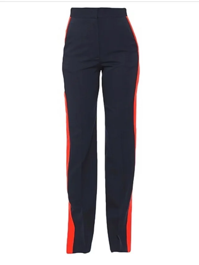 Stella McCartney Navy Straight-Leg Pants With Red Side Panels in blue|red Wool from Poshmark