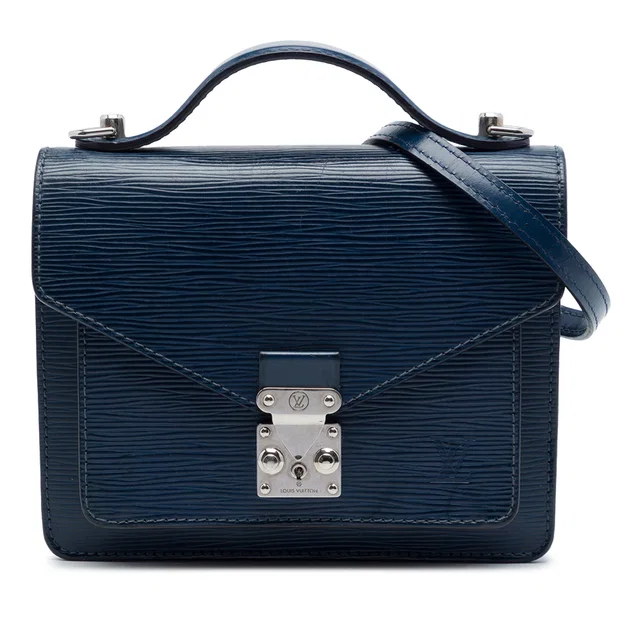 Blue Louis Vuitton Epi Monceau BB Satchel in Blue Leather from Designer Revival