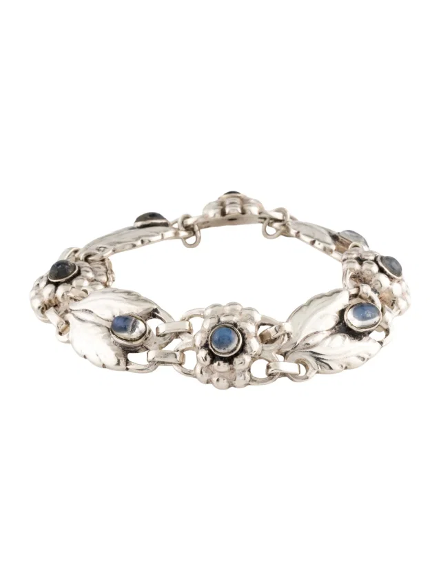 Georg Jensen Moonstone Flower Link Bracelet, 7.25" in multicolor from The RealReal