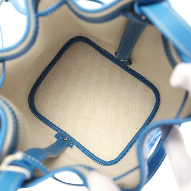 Goyard Goyardine Canvas Sky Blue Petit Flot Bucket Bag PM Palladium Hardware in Blue Chevroches Calfskin/Canvas from Madison Avenue Couture, photo 8 of 8