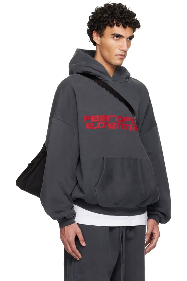 Fear of God ESSENTIALS Gray Holiday Heavy Fleece 90s Hoodie, photo 2 of 2 from SSENSE