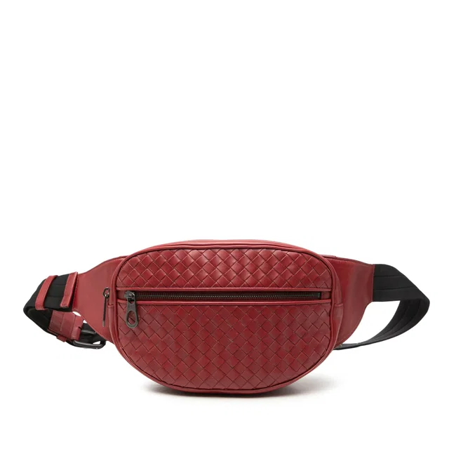 Red Bottega Veneta Nappa Intrecciato Belt Bag in Red Nappa leather from Designer Revival