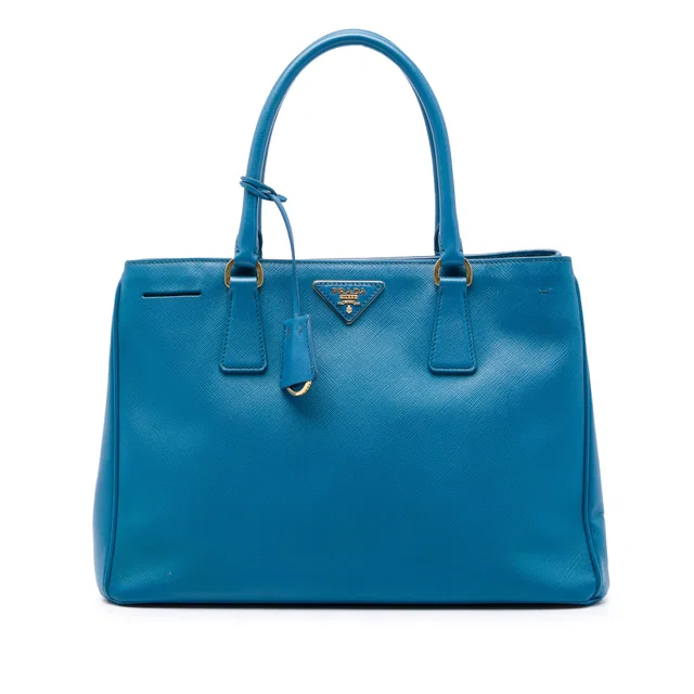 Blue Prada Medium Saffiano Lux Galleria Satchel in Blue Saffiano leather from Designer Revival