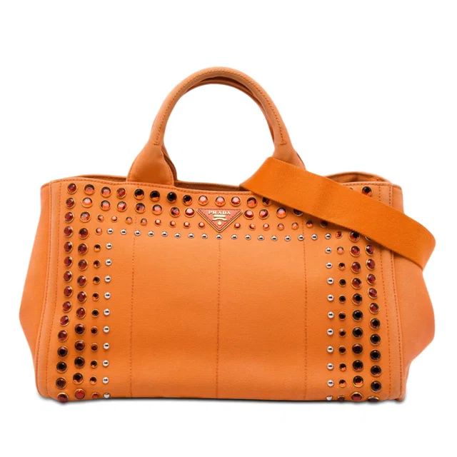 Orange Prada Canvas Canapa Bijoux Satchel in Orange Canvas from Designer Revival
