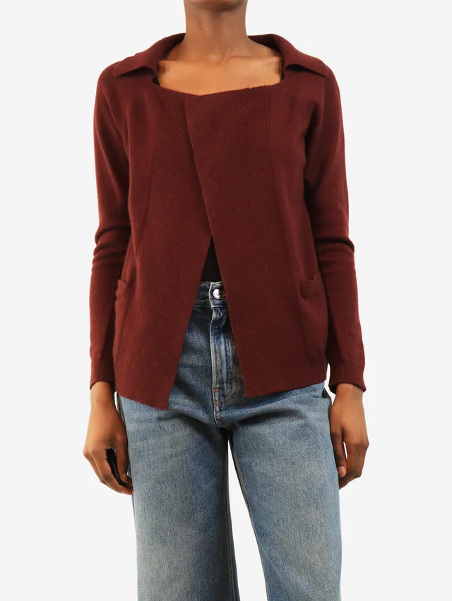 Max Mara Maroon wool open cardigan - size M in Wool from Sign of the Times
